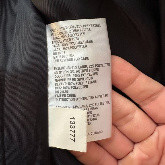 Michael Kors Pea Coat Womens 4 Double Breast Navy Blue Wool Polyester - Picture 13 of 14